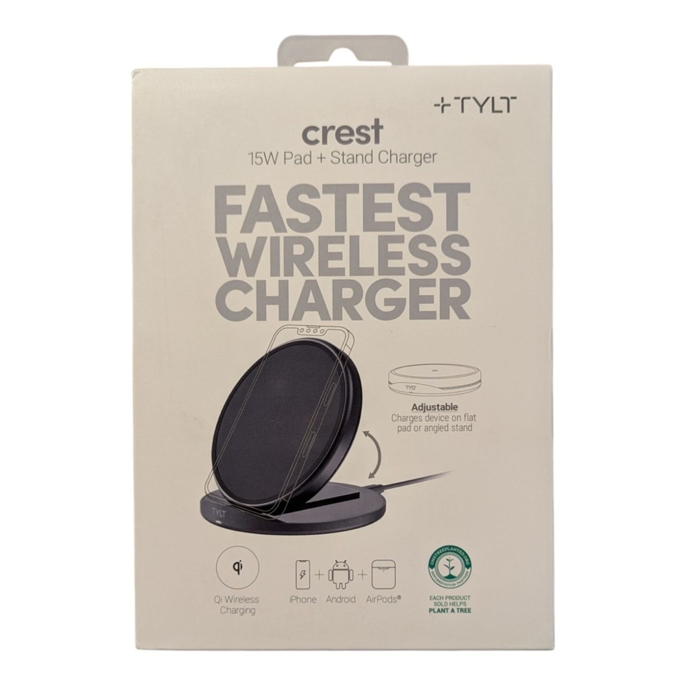 R2-N TYLT Crest 15W Pad +‎ Stand Charger - Fast Charging - Black
